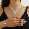 Conjunto Transfronteiriço Estilo Europeu e Americano Joias Zircônia de Vidro Festa de Casamento Colar Brincos Vestido Clavícula Noturna