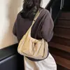 2025 Nova Bolsa de Ombro Plissada com Cordão de Tecido de Nylon Impermeável de Grande Capacidade Bolsa de Balde Transversal para Viagem Lazer