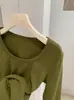 KEKEZOON Estilo Coreano de Principios de Invierno Simple Versátil Elástico Adelgazante Esponjoso Forrado Camiseta de Manga Larga con Cuello en U 9331