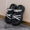 Sandalias de Verano para Mujer para Exteriores 2026 Estilo Nuevo con Suela Gruesa para Aumentar la Altura, Chanclas Casuales de Playa con Pedrería para Combinar con Vestidos, Chanclas de Punta Abierta