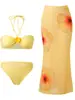 Traje de baño de tres piezas estilo nuevo 2026 para mujer, que oculta el abdomen y estiliza, adecuado para la playa, vacaciones y aguas termales [Disponible para Dropshipping]