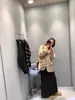 Zhangzhang 12/10 Versátil Intelectual Cinza Malha Lã Tubo Reto Saia/Saia Flor Bud Tridimensional