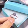Novo Anel de Diamante em Prata 925 Anel Feminino Ajustável Anel de Diamante Zircônia Anel Feminino Anel de Diamante Seis Garras