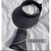 Sombrero de Sol de Paja Plegable de Verano para Mujer con Cubre Rostro, Sombrero de Copa Vacío, Sombrero de Sol de Goma Negra para Proteger del Sol, Sombrero de Sol para Ciclismo