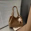 Bolsa de lona casual com poá Shuai Mijia para mulheres, nova moda outono 2026 bolsa de ombro para o dia a dia, bolsa tote de grande capacidade