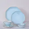 Taza y Platillo de Cerámica Celadón con Asa Dorada para Mesa de Café de la Tarde, Taza de Regalo y Juego de Vajilla de Porcelana con Logo Impreso