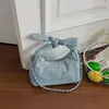 Bolso de Mano de Mezclilla Estilo Coreano con Lazo para Mujer, Verano 2026 Lujo Ligero Nicho Bolso Bandolera con Adorno de Pedrería