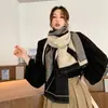 Bufanda de Falso Cachemir con Letras Estilo Otoño e Invierno para Mujer, Versión Coreana, Engrosada, Tacto de Alta Gama, Bufanda Larga Versátil, Chal y Calentador de Cuello para Dama