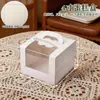 Cajas de Embalaje para Pasteles Portátiles al por Mayor del Fabricante, Cajas Blancas para Repostería con Ventana, Cajas para Pastel Mousse de 4/6/8 pulgadas, Engrosadas