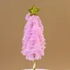 Decoración de Pastel para Hornear Fiestas Árbol de Navidad Rosa Creativo Corazón de Niña Rosa Estrella Árbol Disfraz Enchufe 1 Paquete