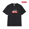 Camiseta de Algodón Pesado Moda Americana Transfronteriza Estampado de Letras Supreme Cuello Redondo Manga Corta Unisex Holgada Casual para Hombres y Mujeres