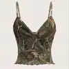 Estação Independente Moda Primavera e Verão Sexy Camisola Estampa Retrô Novo Espartilho Marca Tendência Mesmo Estilo Folha de Bordo Camuflagem Colete