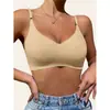 Ropa interior sin costuras de seda helada, estilo delgado, sin aros, cómoda, push-up, con almohadillas para el pecho, sujetador para mujer