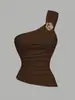 Roupas Y2K Nova Sexy Sexy Uma Alça Ombro Inclinado Design de Colete Sem Mangas Tendência Marca Roupa Íntima Slim Bm Top