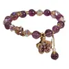 Nuevo Celebridad de Internet Amuleto de Amatista Natural Antigua Flor de Cinco Hojas Pulsera Pulsera de Gotas de Agua Mori Regalo de Novia para Tanabata