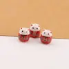 Gato da Sorte Japonês Fofo Contas Cerâmicas Soltas DIY Pulseira Trançada Artesanal Colar Joias com Contas Pequenos Acessórios