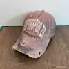 Boné de Baseball Tendência Retro Americano com Bordado Resistente Desgastado, Letreiros Vintage, Tingimento Sujo, Estilo Hip-Hop de Nicho Coreano