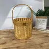 Cesta de bambú tejida a mano, cesta de almacenamiento para té, frutas, bocadillos, empaque de pastel de luna, caja de regalo, caja de regalo redonda para el Festival de Medio Otoño
