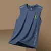 Camiseta Sem Manga de Seda de Gelo de Secagem Rápida Tamanho Grande para Homens, Colete Solto de Verão para Homens, Esportes de Corrida, Tamanho Plus para Indivíduos Grandes e Altos