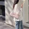 Bolsa de Ombro Feminina Tendência Verão 2026 Ponto de Bolinha Laço Nova Moda Bolsa Baguette para Trabalho e Deslocamento