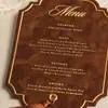 Menú de Boda de Terciopelo Marrón Retro con Borlas, Forma de Encaje, Estampado en Caliente, Tarjeta de Lugar, Tarjeta de Asiento para Banquete de Boda, Impresión Personalizada