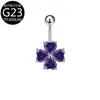 F136 Joyería para Piercing Trébol de Cuatro Hojas Corazón de Zirconia Anillo para Ombligo de Titanio G23 Stud para Ombligo Venta al por Mayor Europea y Americana
