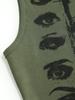 Estilo americano olhos escuros impressos top y2k verão novo estilingue sem mangas curto umbigo pequeno colete