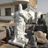 Escultura em Pedra de Guan Gong, Feita de Mármore Branco, Apresentando Guan Er, o Deus da Riqueza, e Guan Yu, o Santo Marcial, Estátua em Pé para Inauguração de Praça, Estilo Antigo