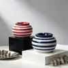 Cinzeiro Cerâmico Listrado Simples para Armazenamento de Mesa em Casa e no Escritório, com Esmalte Selado. Se Você Se Importar, Por Favor, Tenha Cuidado ao Comprar no Atacado