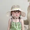 Sombrero de Bebé Primavera y Verano Malla Transpirable Sombrero de Pescador para Niños Estilo Coreano Floral Ala Ancha Sombrero de Sol Protección Solar Sombrero de Sol