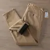 Calças de Trabalho Casuais Grossas com Forro de Fleece, Quentes e à Prova de Frio para Homens, Calças Longas Retas Largas de Algodão Puro Lavado Retrô para Homens
