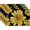 Temujit Dropshipping Manteles Individuales de Lino de Verano Manteles de Mesa Florales de Girasol Mesa de Comedor de Cocina Textiles para el Hogar Manteles para Vajilla