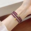 Pulsera de granate real rojo vino natural para mujer, cristal de fresa, cuentas de transferencia, joyería para mujer, multicírculo, multicapa, pulsera de cristal al por mayor