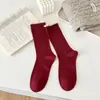 Calcetines de Encaje de Color Sólido Calcetines de Longitud Media para Niños Primavera y Otoño Algodón Ins Estilo Lolita Jk Chica Calcetín Calcetín Apilado