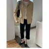 Blazer retrô francês estilo INS com design de abotoamento simples, bolsos duplos e uma paleta de cores Maillard, modelo 25355