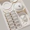 Juego de cuencos de cerámica Jingdezhen hecho a medida con motivos en relieve estilo francés, blanco puro, para uso doméstico, nueva colección 2025