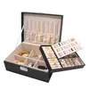 Caja de Almacenamiento de Joyería de Cuero de Doble Capa con Cerradura Caja de Almacenamiento de Joyería para Pendientes y Anillos de Cuero PU Joyería Lg7236