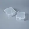 Caixa quadrada transparente com tampa, elevada, para ferramentas, nail art, caixa plástica vestível, caixa de armazenamento para miçangas de brinquedo, embalagem para adesivos e acessórios