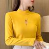 2844# camiseta manga longa feminina algodão gola alta (tiro real)( 95 algodão 5 spandex) (aumentar 2XL/3XL)