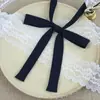 Gravata borboleta original Jk sem costura, cor sólida, pequena, com alça longa, para pendurar na orelha, acessório versátil para uniforme feminino, uniforme escolar