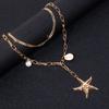 Europa y los Estados Unidos transfronterizos nuevos accesorios creativos en Internet-famoso collar de concha natural de tres capas de perla cadena de clavícula de estrella de mar