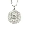 Europa y Estados Unidos más vendidos disco de diamante colgante cabeza de león collar de moda para hombre hiphop joyería fabricantes venta directa