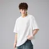 Camiseta Bordada com Letra Retro Americana Nova de 2026, Algodão Puro Pesado, Caimento Solto, Marca de Moda High Street, Blusa de Cinco Mangas