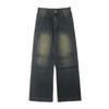 Estilo Americano Retrô Estilo Terra Suja Jeans Solto Fraco Primavera e Verão 2024 Calças Casuais Cleanfit Masculinas e Femininas Algodão Tendência