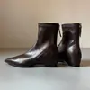 Super macias~Botas de bico fino francês para o dia a dia, que aumentam a altura, emagrecem, para mulheres, couro genuíno, elástico, zíper traseiro, botas Chelsea com salto plataforma