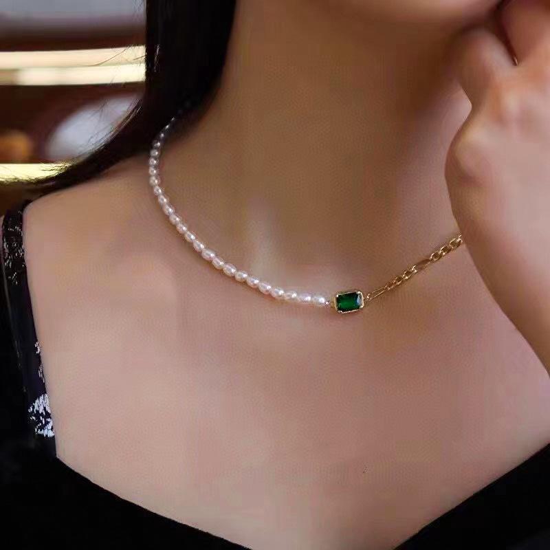 复古天然淡水小米珠珍珠项链女小众感14k注金祖