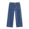 Jeans de Moda Elegantes de Pierna Ancha de Cintura Alta para Mujer Estilo Europeo y Americano Transfronterizo 2026 con Acentos de Bolsillo 5862152