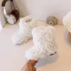 Botas de Nieve para Niñas 2025 Invierno Nuevo Estilo Coreano Zapatos Peludos para Niños Forrados de Felpa Niñas Pequeñas Lana de Cordero Cálidos Zapatos de Algodón