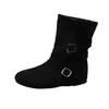 Botas de Motociclista Estilo Retrô Western para Mulheres, Botas de Cano Médio, Estilo Coreano, Fivela, Salto Grosso, Puxar, Botas de Cano Curto