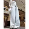 ¡Absolutamente Impresionante! Pantalones Anchos de Rayas Azules Estilo Coreano para Mujer, Diseño de Verano con Detalle Único de Lazo, Pantalones Largos hasta el Suelo